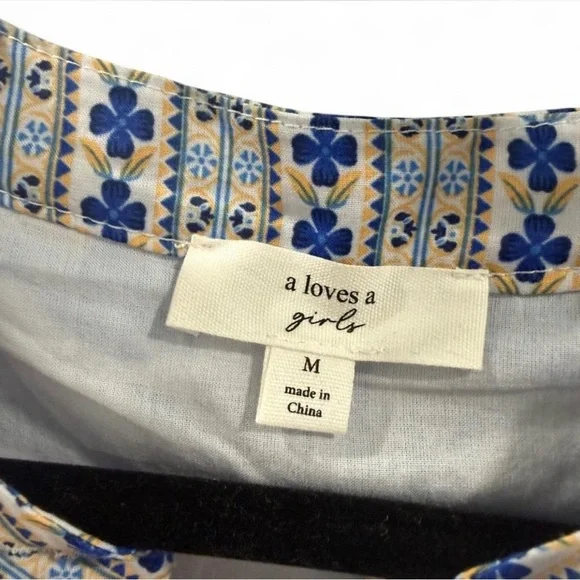 Blue and White Floral Kids Dress - Picture 5 of 8